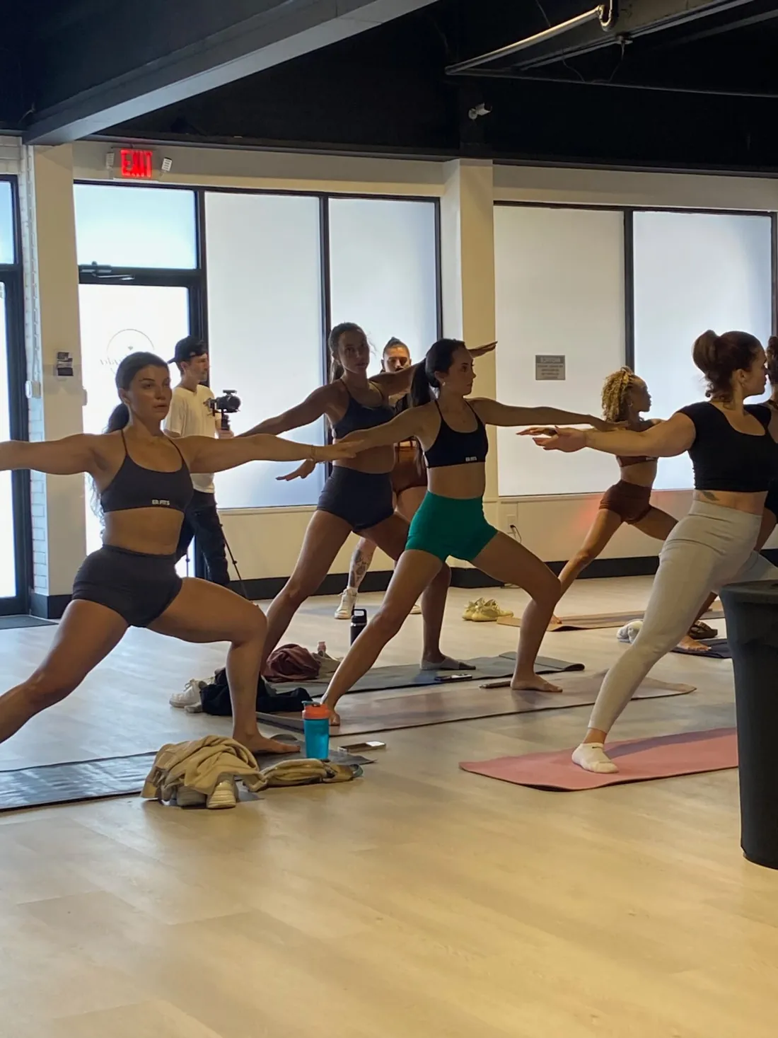 Group fitness class in progress on the open floor at Event Center Miami in Kendall
